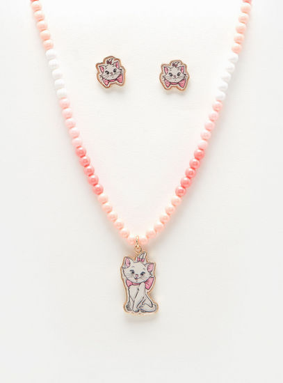 Beaded Necklace with Marie Pendant and Earrings Set