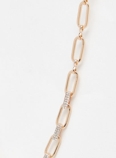 Crystal Studded Chainlink Necklace with Lobster Clasp Closure