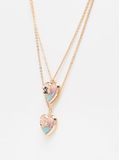 Heart Pendant Layered Necklace with Lobster Clasp Closure