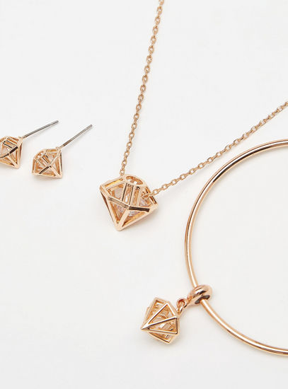Diamond Shaped 4-Piece Necklace Set