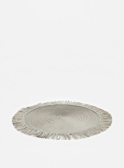 Weave Textured Round Placemat with Fringes