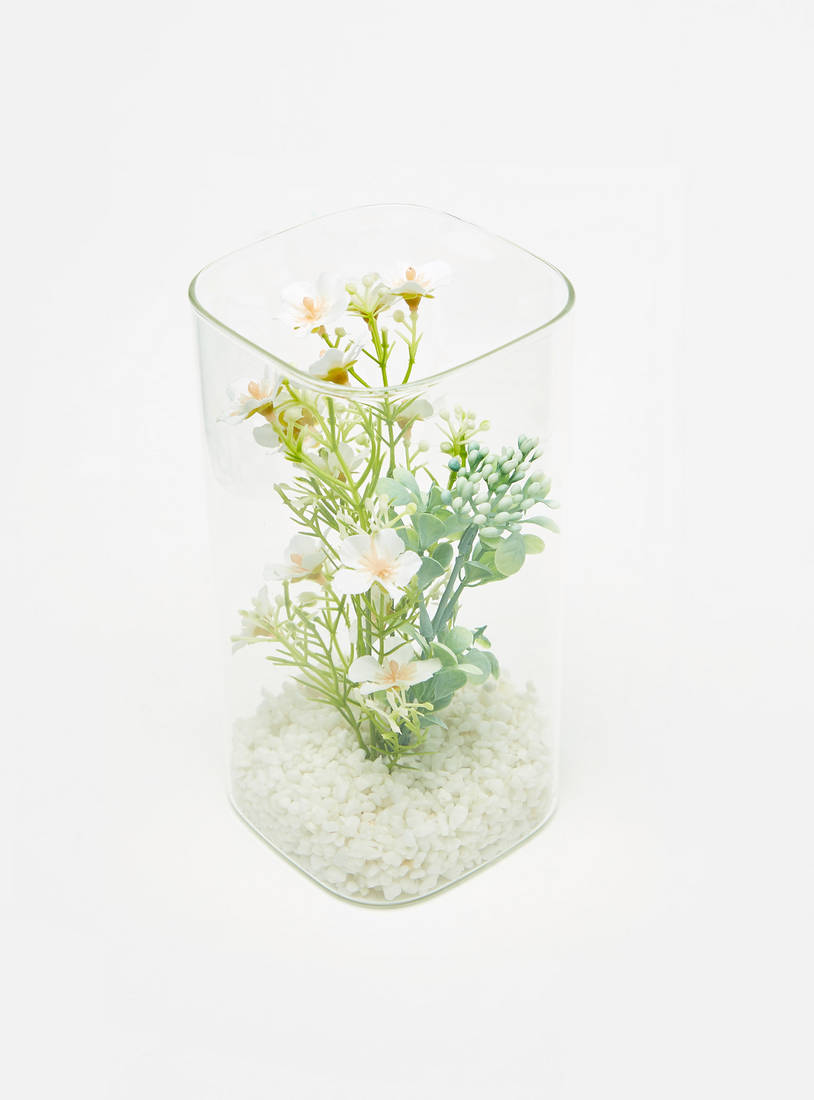 Decorative Plant in Transparent Cylindrical Planter-Potted Plants-image-1