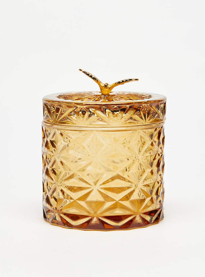 Embossed Glass Jar with Butterfly Accented Lid-Home Décor-image-0