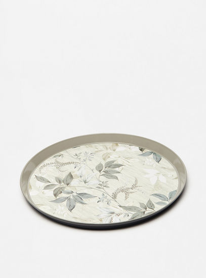 Floral Print Round Serving Tray-Trays-image-1