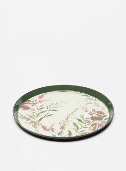 Floral Print Round Serving Tray