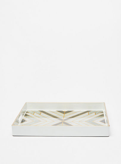 Printed Square Serving Tray with Cutout Handles