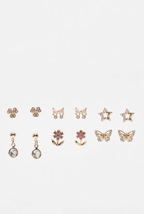Set of 12 - Metallic Earring with Embellished Detail and Pushback Closure