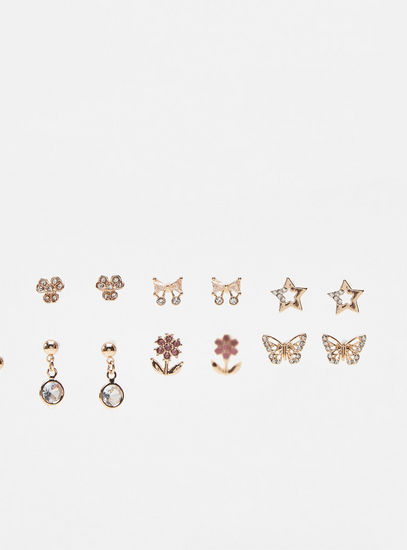 Set of 12 - Metallic Earring with Embellished Detail and Pushback Closure