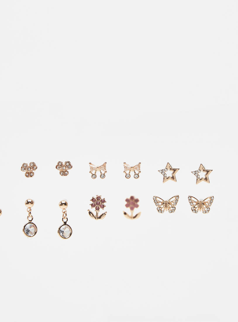 Set of 12 - Metallic Earring with Embellished Detail and Pushback Closure-Earrings-image-0