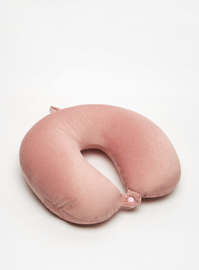 Solid Neck Pillow with Snap Button Closure
