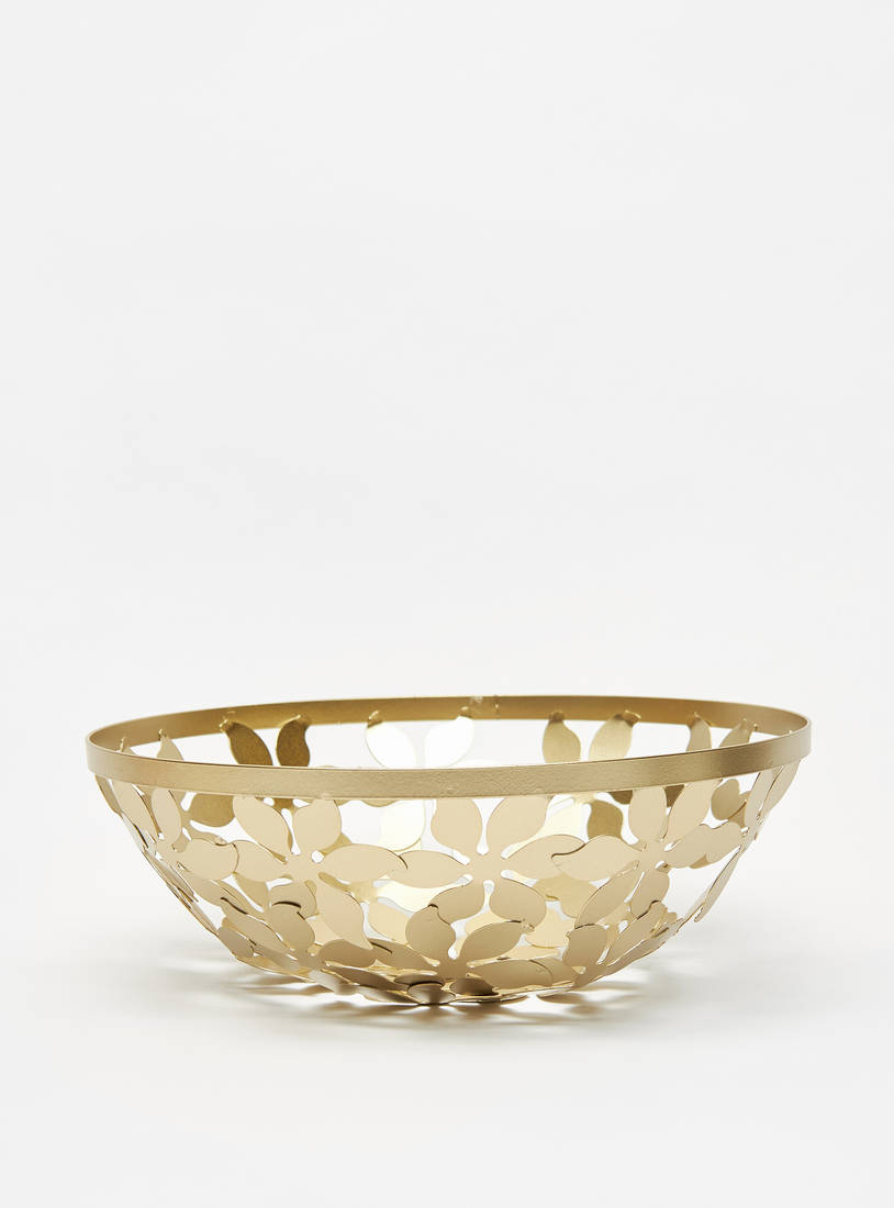 Floral Metallic Decorative Basket-Storage & Décor Boxes-image-0