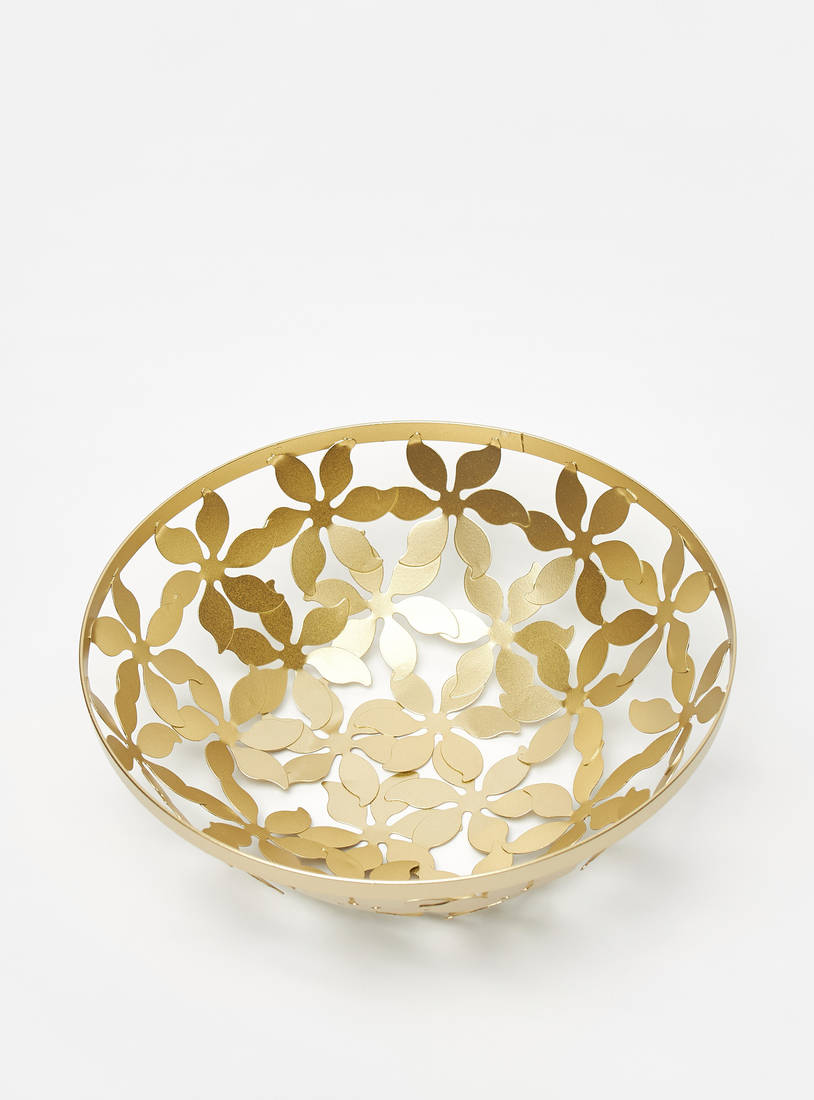 Floral Metallic Decorative Basket-Storage & Décor Boxes-image-1