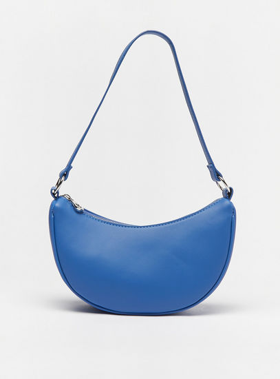 Solid Shoulder Bag with Zip Closure-Bags-image-0