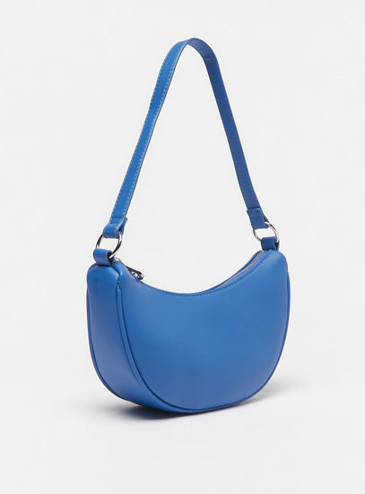 Solid Shoulder Bag with Zip Closure-Bags-image-1