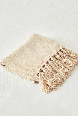 Embellished Chenille Throw with Tassels - 150x120 cms