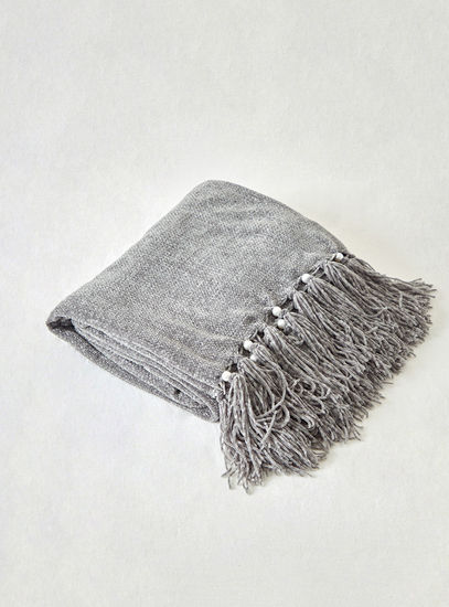 Textured Throw Blanket with Tassel Trims - 120x150 cms-Throws & Blankets-image-0