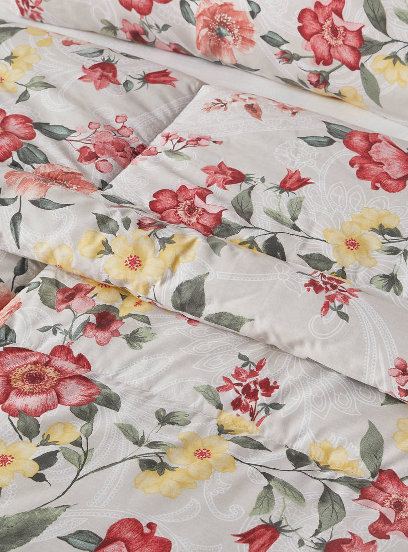 Floral Print 3-Piece King Comforter Set - 230x220 cms-Comforters & Quilts-image-1