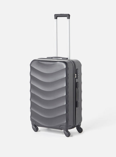 Textured Hard Suitcase with Retractable Handle and Wheels