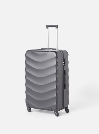 Textured Hard Suitcase with Retractable Handle and Wheels