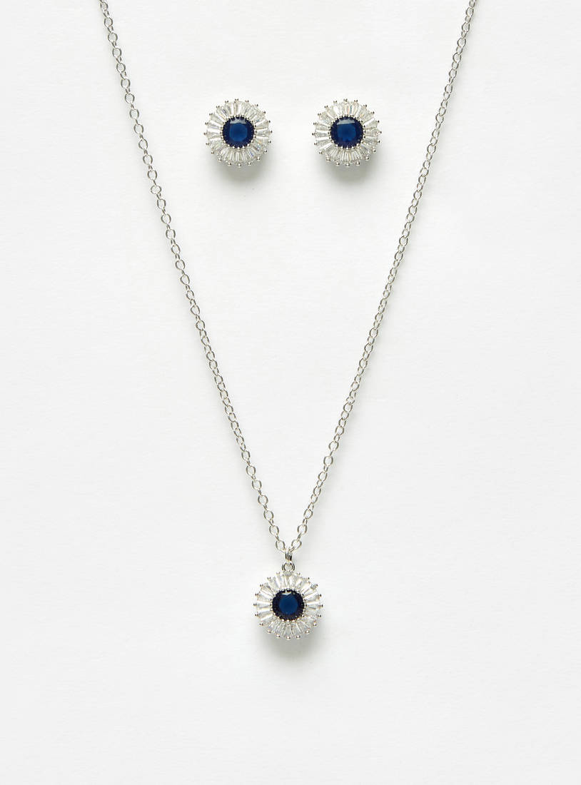 Embellished Necklace and Earrings Set-Sets-image-0