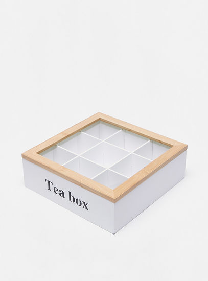 صندوق شاي بغطاء وطبعات - 24x24x8 سم