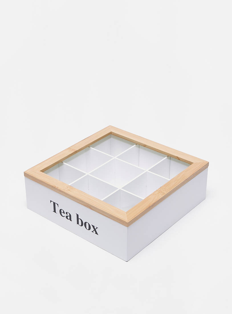 Printed Wooden Tea Box with Lid - 24x24x8 cms-Storage & Décor Boxes-image-0