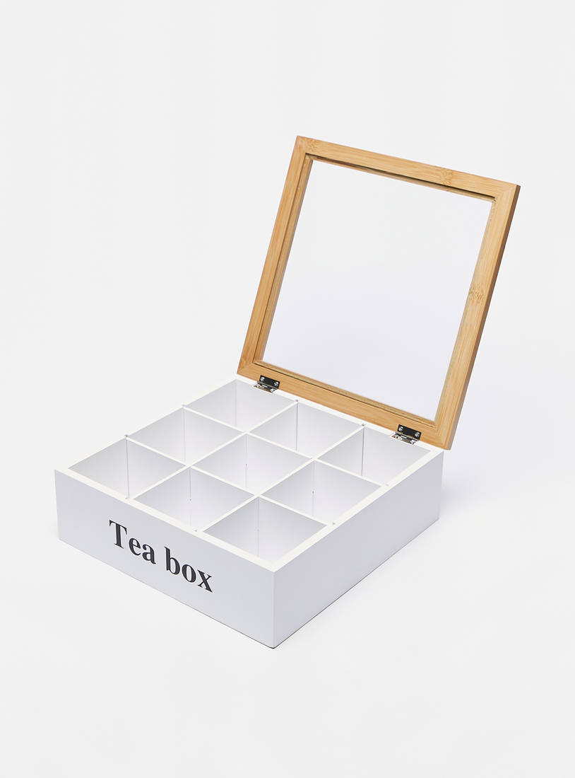 Printed Wooden Tea Box with Lid - 24x24x8 cms-Storage & Décor Boxes-image-1