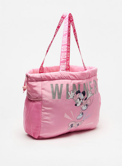 Minnie Mouse Print Activewear Shopper Bag with Top Handles