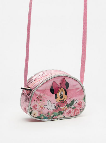 Embellished Minnie Mouse Print Crossbody Bag with Zip Closure-Bags-image-1