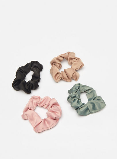 Pack of 4 - Solid Scrunchie-Elastic Round Bands-image-1