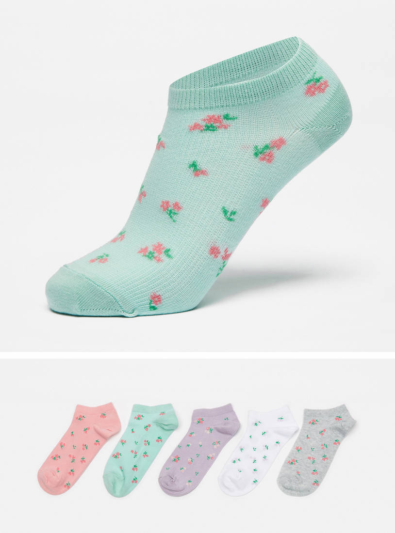 Set of 5 - Floral Print Ankle Length Socks-Socks & Stockings-image-0
