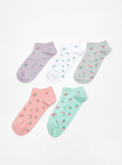 Set of 5 - Floral Print Ankle Length Socks-Socks & Stockings-image-1