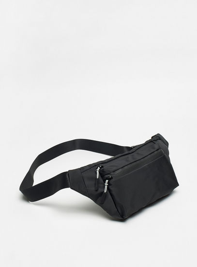 Solid Waist Bag with Zip Closure and Adjustable Strap-Bags-image-1