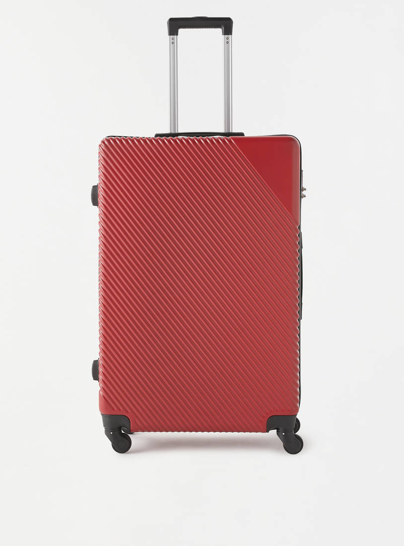 Textured Hard Suitcase with Retractable Handle and Wheels-Luggage-image-0