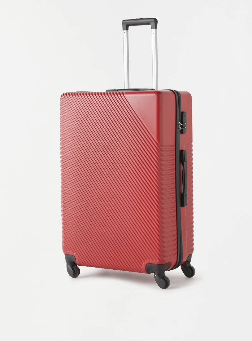 Textured Hard Suitcase with Retractable Handle and Wheels-Luggage-image-1