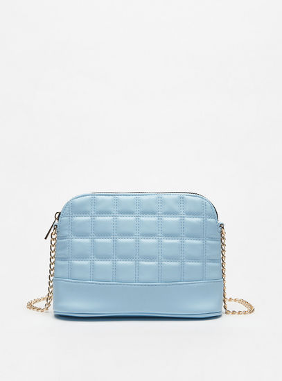 Quilted Crossbody Bag with Chain Detail and Zip Closure