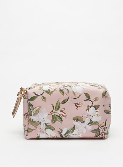 All Over Floral Print Pouch with Zip Closure