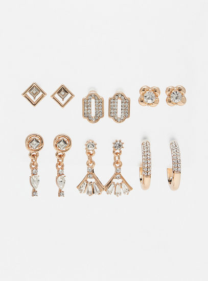 Set of 6 - Assorted Embellished Earrings with Pushback Closure
