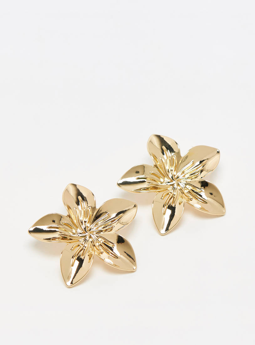 Floral Earrings with Pushback Closure-Earrings-image-0