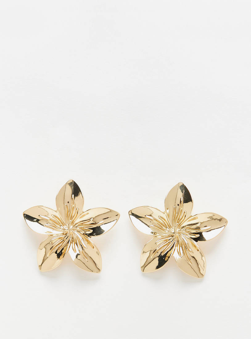 Floral Earrings with Pushback Closure-Earrings-image-1