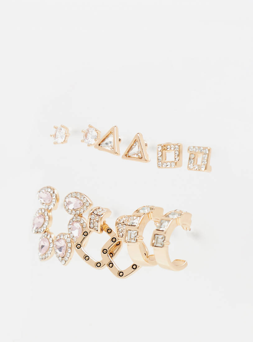 Set of 6 - Assorted Metallic Embellished Earrings-Earrings-image-1