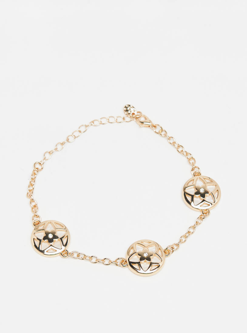 Bracelet with Floral Pendants and Lobster Clasp Closure-Bangles & Bracelets-image-0