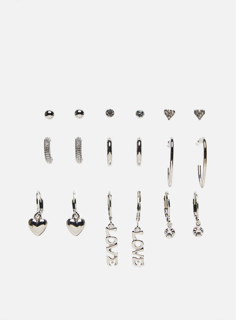 Set of 9 - Metallic Assorted Earrings-Earrings-image-0