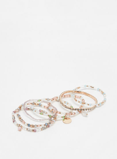 Set of 7 - Assorted Beads Bracelet with Charms-Bangles & Bracelets-image-1