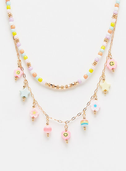 Bead Embellished Layered Necklace with Lobster Clasp-Necklaces & Pendants-image-0