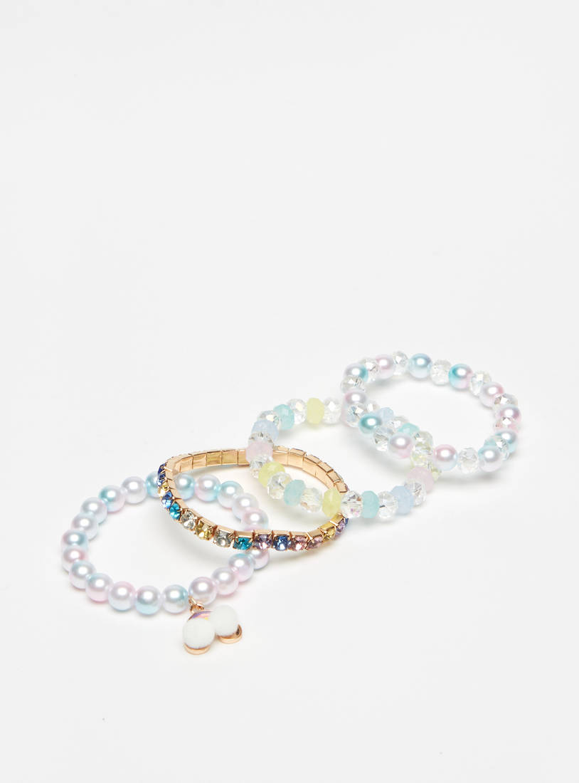 Set of 4 - Assorted Beads and Stone Studded Bracelet-Bangles & Bracelets-image-1