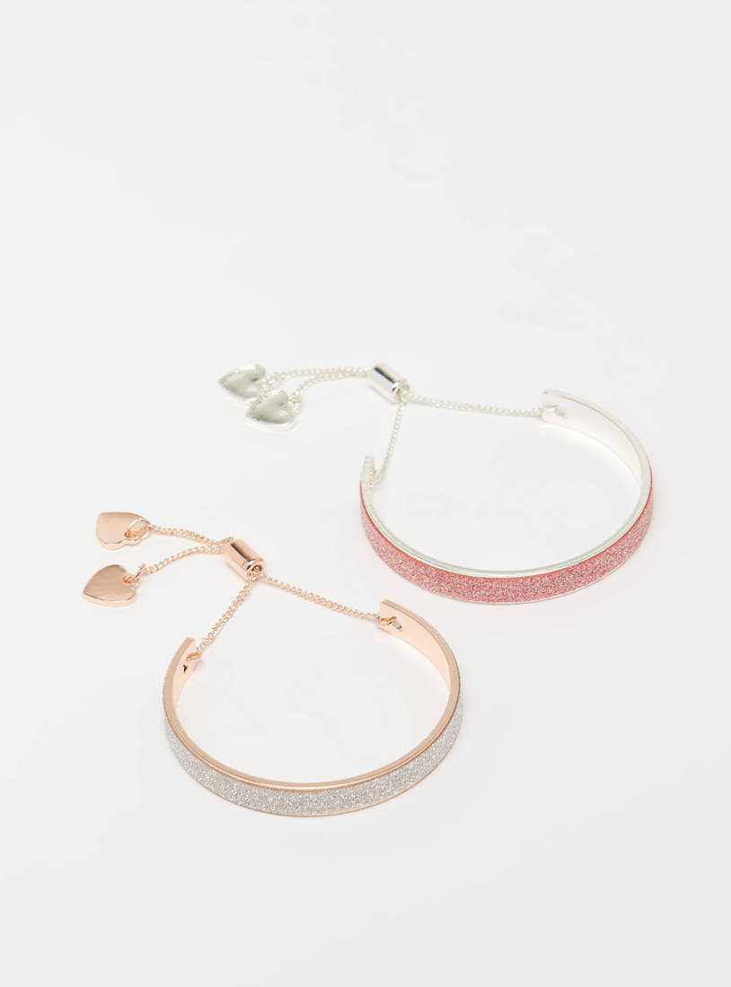 Set of 2 - Embellished Bracelet with Adjustable Slider Clasp-Bangles & Bracelets-image-1