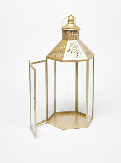 Metallic Decorative Candle Lantern - 20x17.5x46.5 cm-Home Décor-image-1