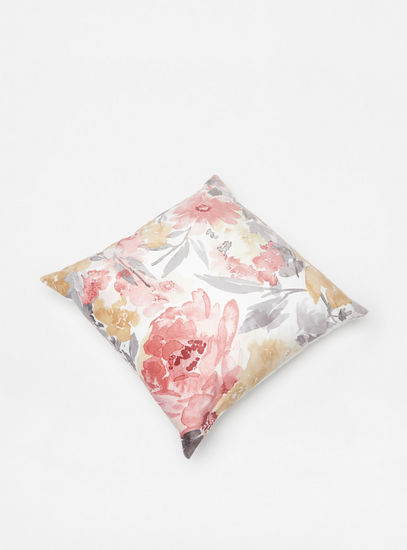 Floral Print Velvet Filled Cushion - 45x45 cm-Cushions-image-1