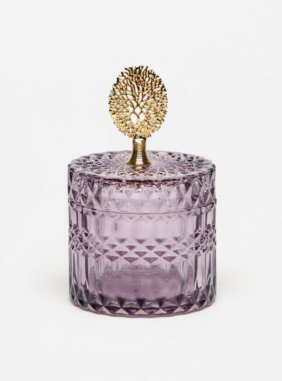 Textured Glass Jar with Metallic Trim-Home Décor-image-0